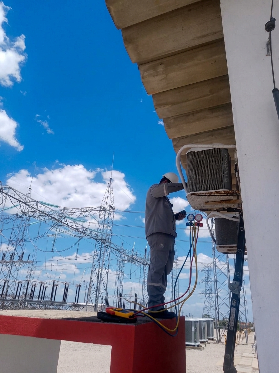 Técnico da Refrimar executando manutenção em Ar Condicionado